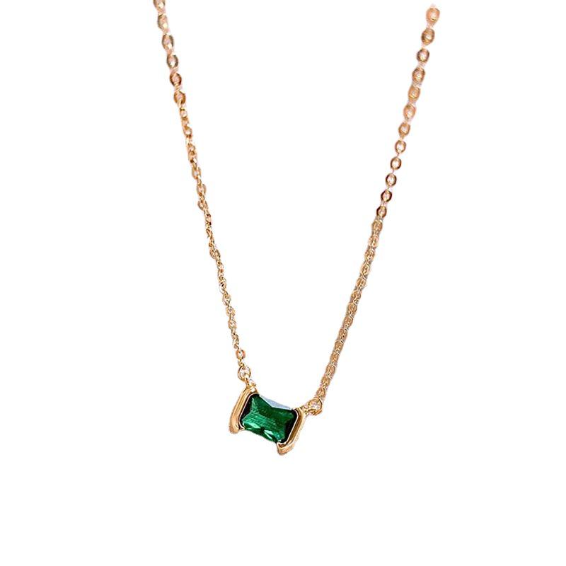 2023 High-End Fashion: Gold-Plated S925 Sterling Silver Green Zircon Choker Necklace for Women