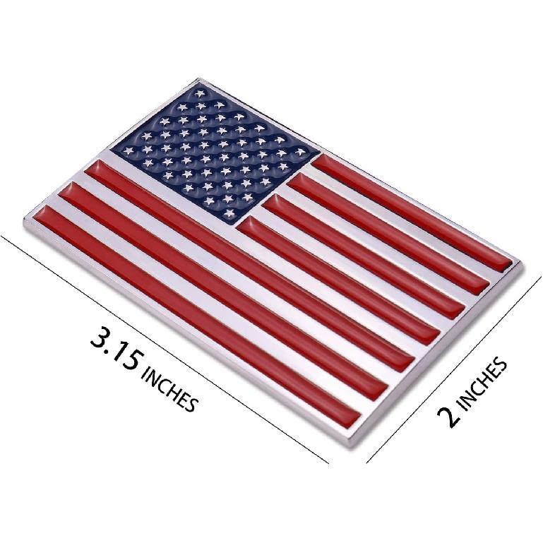 3D American Flag Metal Car Sticker, 3.15" X 2" USA Flag Decal, Zinc Alloy Emblem For Truck, Car, Motocycle, Boat (Original)
