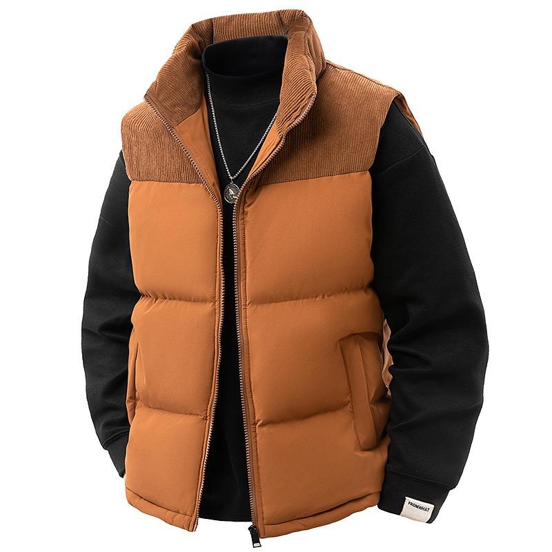 Stand-up Collar Cotton-padded Vest Men's New Winter Vest Versatile Warm Boys Vest Cotton Jacket