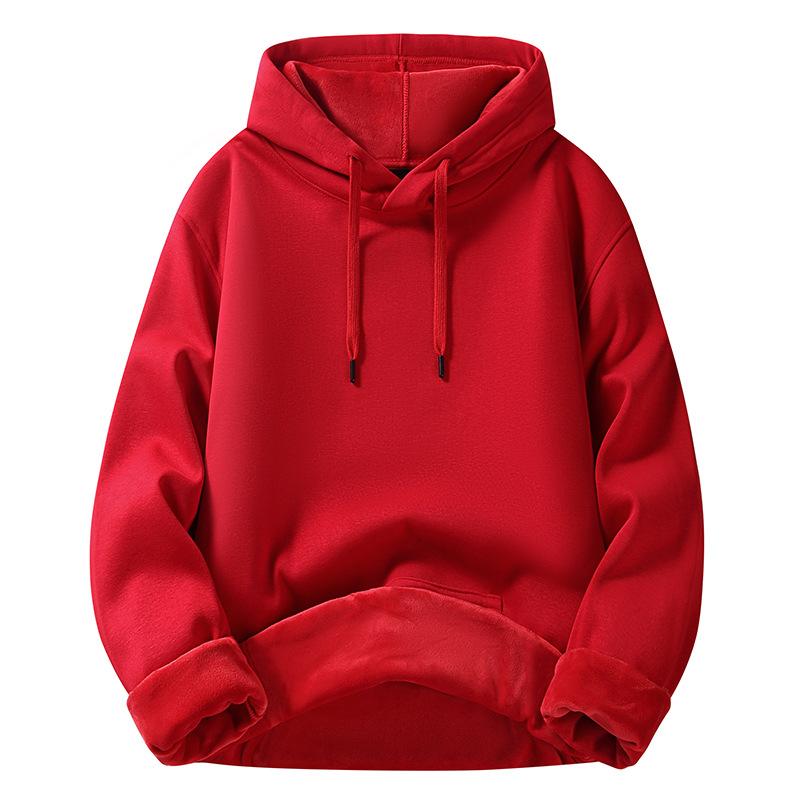 Fashion Sweater Men's New Spring, Autumn and Winter Solid-colour Padded and Thickened Hoodie Tide Couple Round Neck Jacket Tops