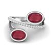 Dual Stone 925 Sterling Silver 2.36 Cts Oval Shape Ruby Boho Engagement Statement Bypass Ring