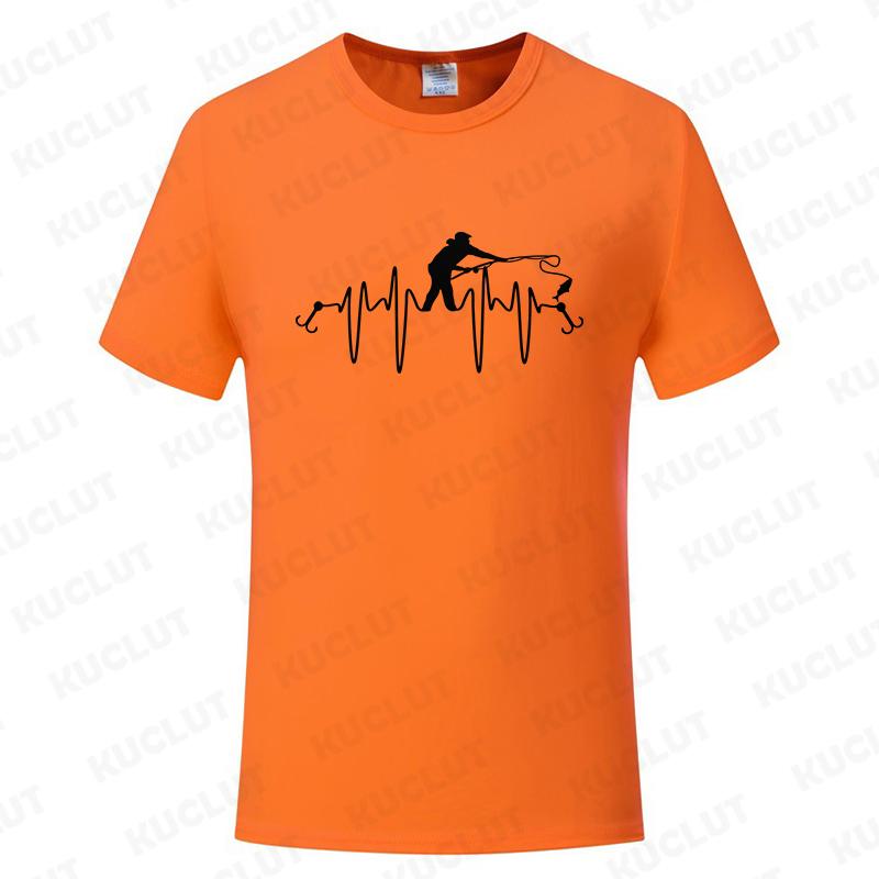Fishing ECG Mens Tshirt Funny Design Graphic Y2k Tops Summer Male Clothing O Neck Short Sleeve Tees Gifts for Fishing Lovers