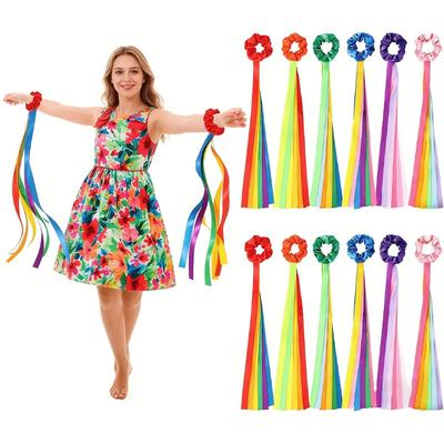 12pcs Rainbow Dancing Ribbons Dance Sticks Music Class Elastic Bands Valentine'S Day Handheld Rhythm Tassel Dance Supplies Gifts