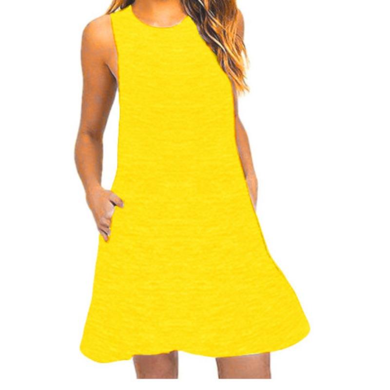 Women's 2025 Summer Casual Sundress Beach Vacation Sleeveless Tank Crewneck Mini Dresses