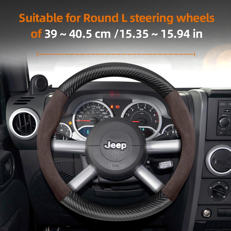 For Jeep Suede Carbon Fiber Steering Wheel Cover Fit Renegade Compass Wrangler Jk Grand Cherokee Wk2 Jl Gladiator Tj Patriot DX