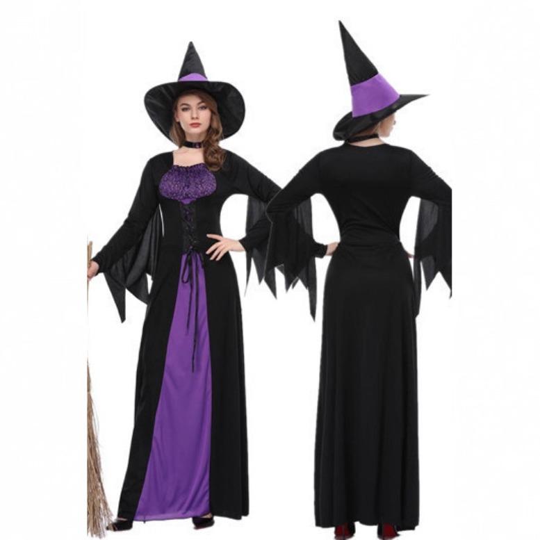 New Halloween cosplay female ghost witch witch costume purple long skirt set stage costume