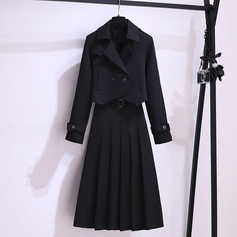 Plus Size Women's Suit: Jacket & Midi Skirt French Design 2025 Autumn Collection