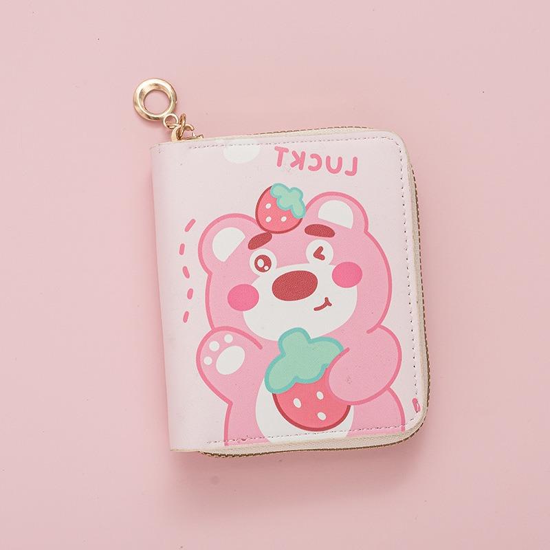 

Новый модный милый маленький свежий принт кошелек для мелочи мультяшная анимация детский школьница короткая молния 11*9*2