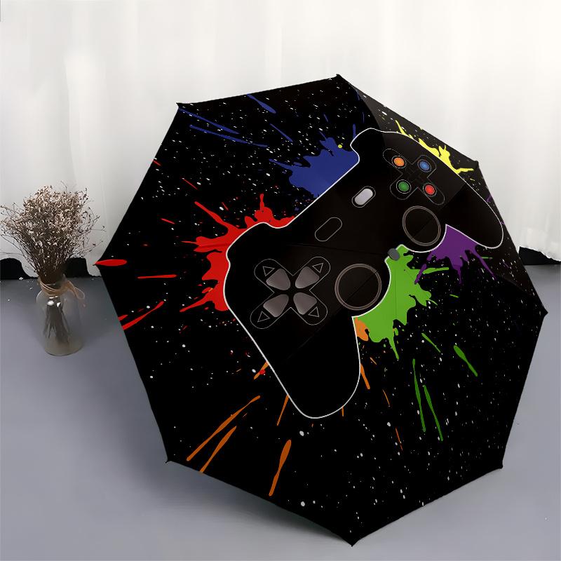 Colorful Paint Splatter Video Game Controller Mouse PadUmbrella, Portable 3-Fold Umbrella for Men & Women,Christmas Gift ES257