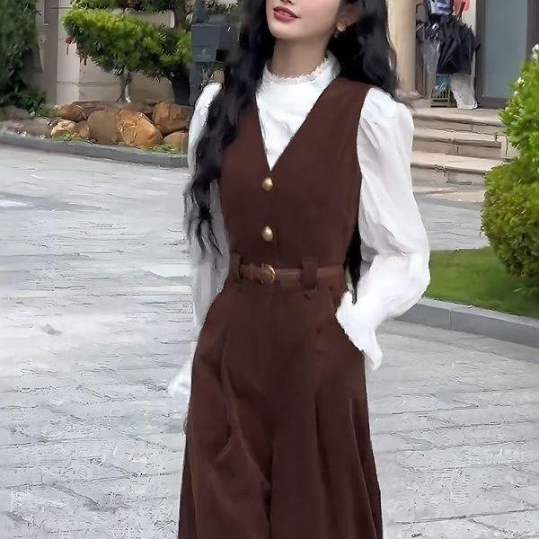 Retro French Slimming Strappy Jumpsuit for Women - Early Autumn/Winter Fashion S