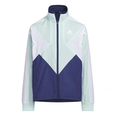 Adidas RDY Wind Color Block Brushed Tricot Woven Track Emerald Green X Dark Blue Wind. Loose-Fit Jacket, Top, Kids' Sportswear, Juniors, Kids, 150cm,