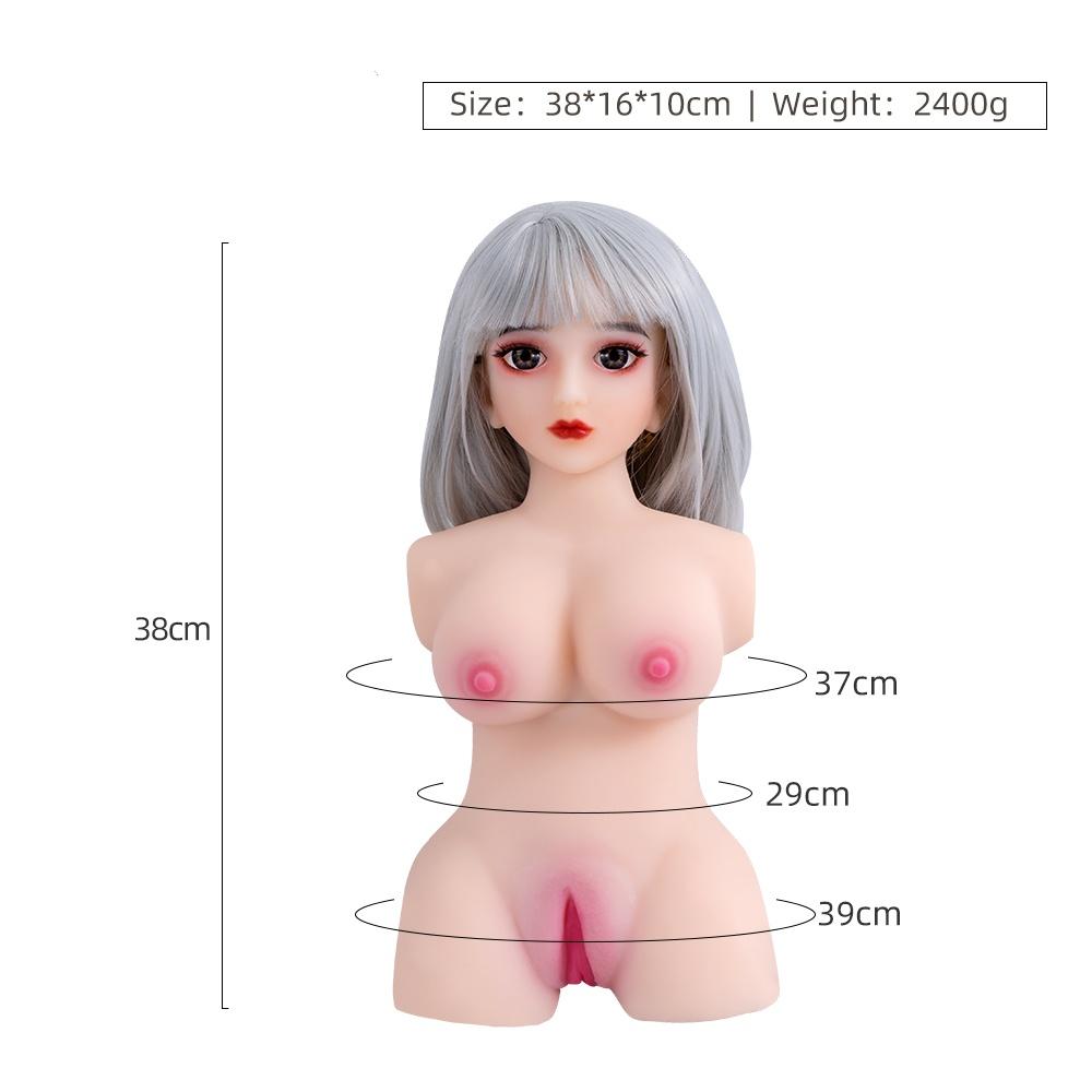 38cm Men's Sex Doll Half Body Vagina Sex Big Breast Soft Ass Erotic Adult Sex Toy
