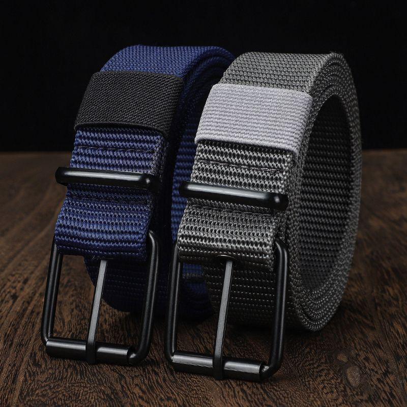 Men's Thickened Canvas Belt with Pin Buckle and Multiple Holes - Ideal for Denim, Youth, and Students