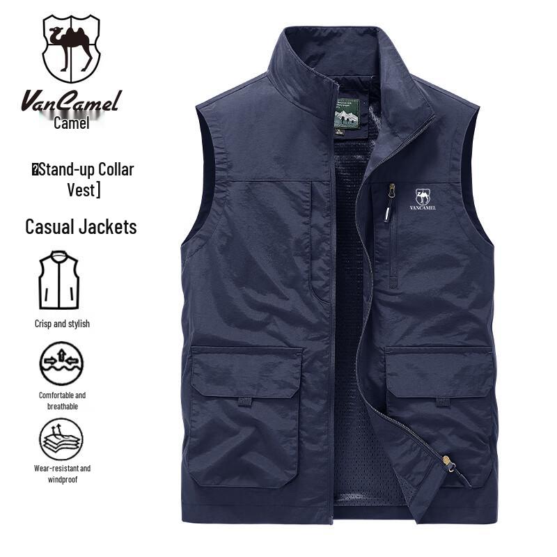 

Vancamel Men s Casual Windproof Stand-Collar Vest 5XL