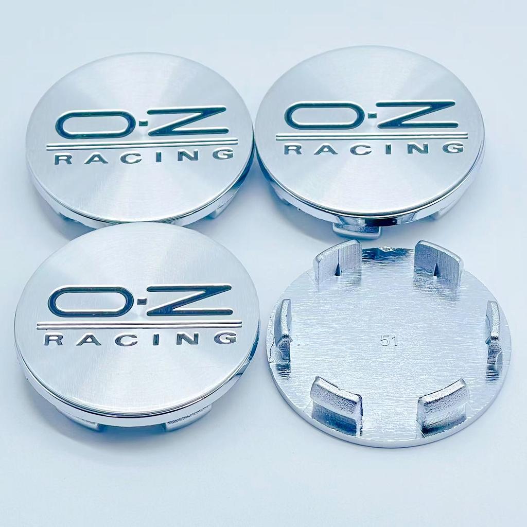 4 SZT. / Zestaw 51 mm OZ Racing O.Z Srebrny / Czarny Nakładka na środek felgi samochodowej Pokrywa Stylingowa Emblemat Odznaka Akcesoria