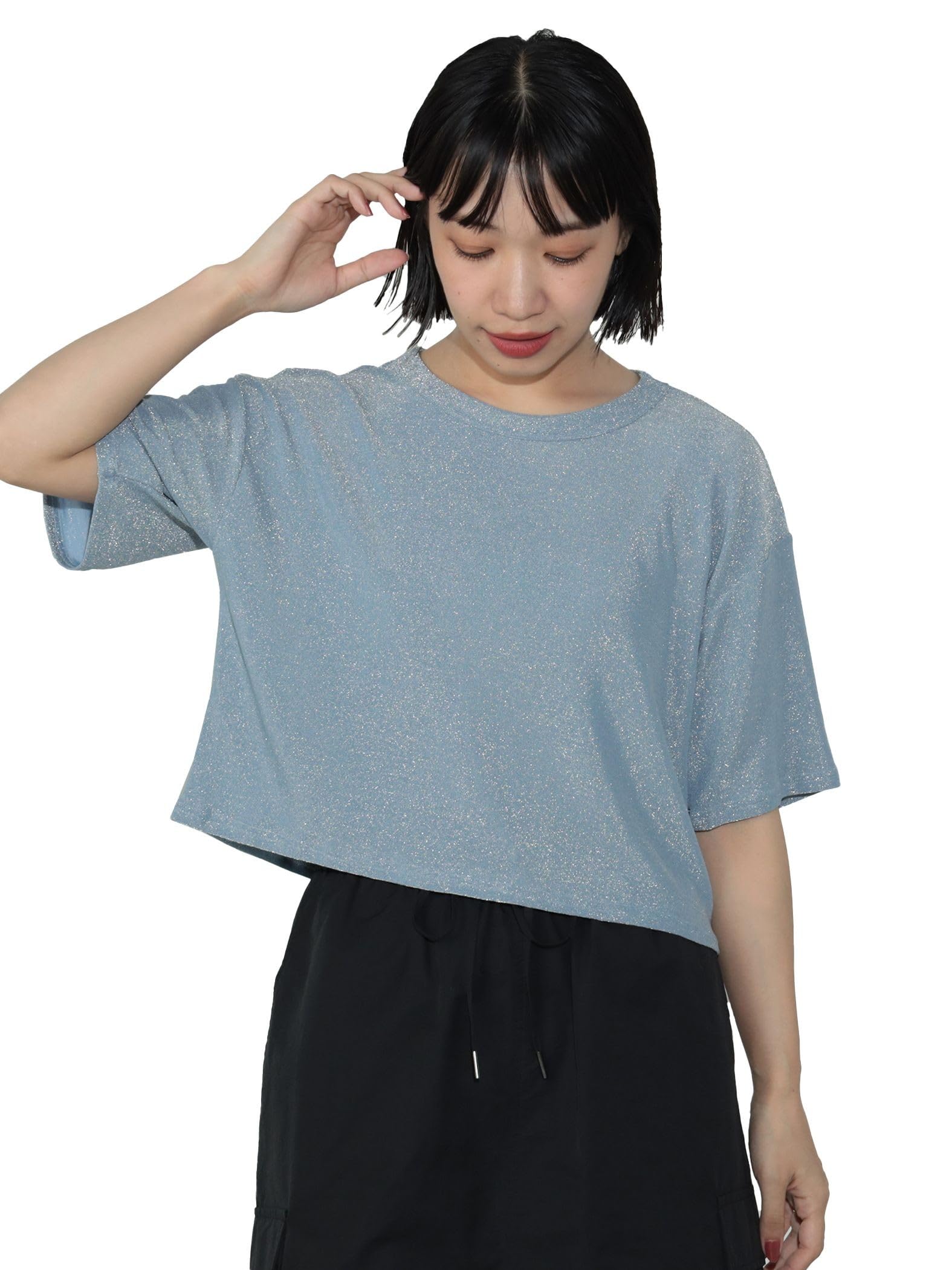 

Футболка укороченная с коротким рукавом SAX ONE SIZE [Beams Heart] S/S Lamé футболка женская
