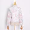 Small Fresh Fairy Long Dress Temperament Retro Floral Waist Standing Collar Large Swing Skirt Suit Women