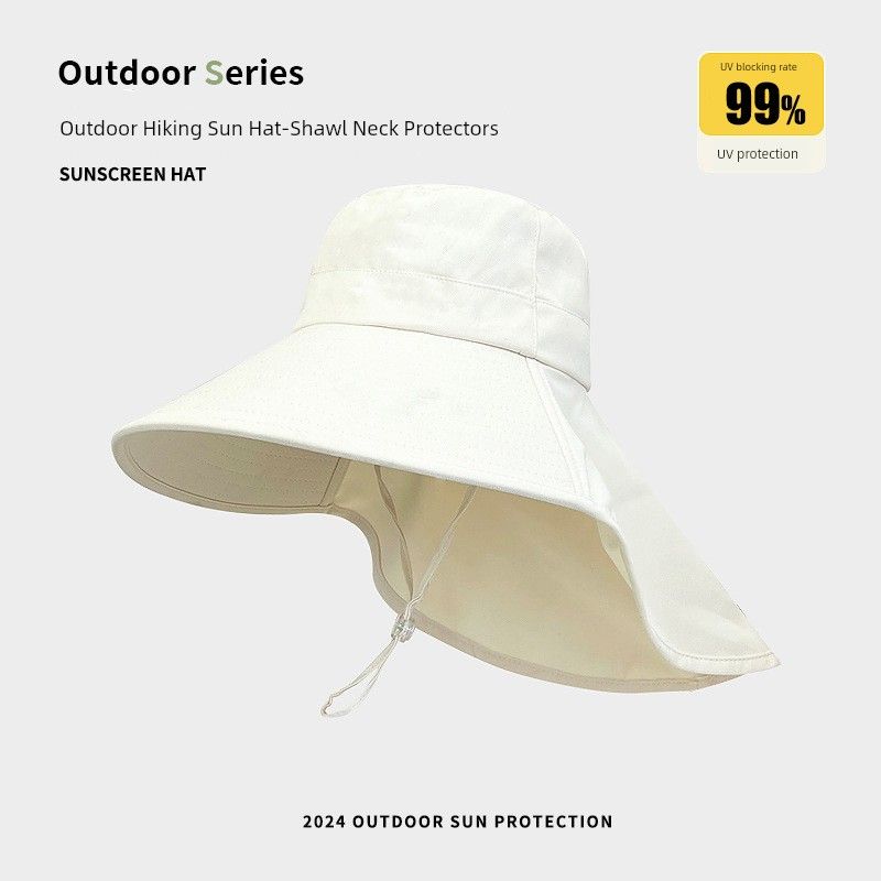 

Шляпа от солнца с широкими полями Женская летняя накидка-шаль на шею Защита от УФ-лучей Велосипедная шляпа от солнца Уличная альпийская кепка E-633 shawl brim-creamy-white