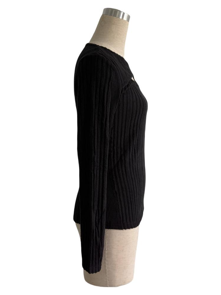 Herbst Damen Asymmetrischer Kragen Ausgeschnittenes Design Langarm T-Shirt Tops Damen Vielseitige Schrank-Essentials Modeartikel Shirt