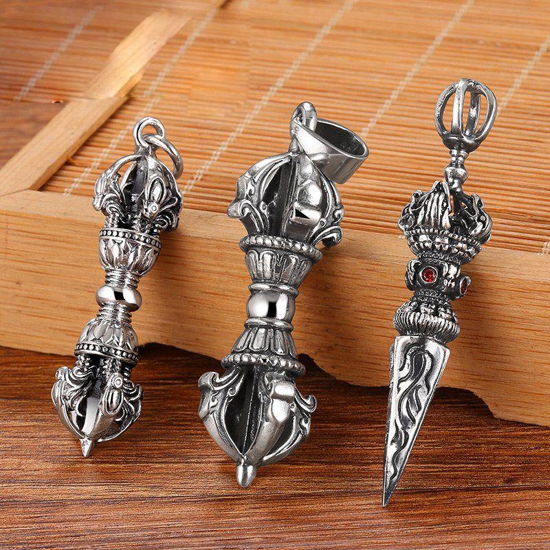 Collier pendentif rétro en forme de tige de diamant pour homme, pendentif talisman personnalisé pour tueur de démons
