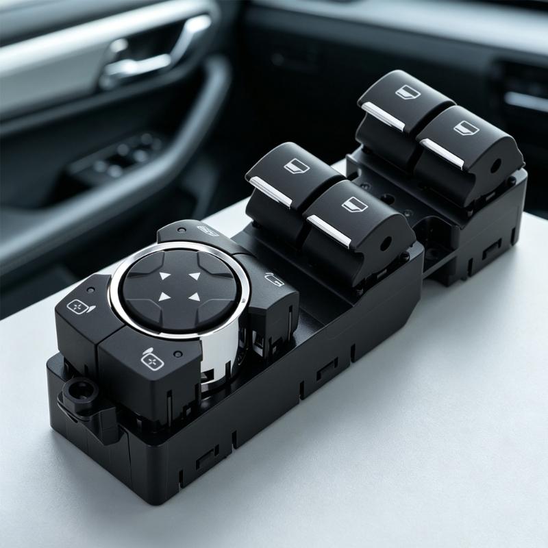 Driver Door Adjust Panel Power Window Switches 2015-2021, DG9T14540CB3JPL Window Lift Part with Visible Four Button Layout and Mirror Pad for Routine