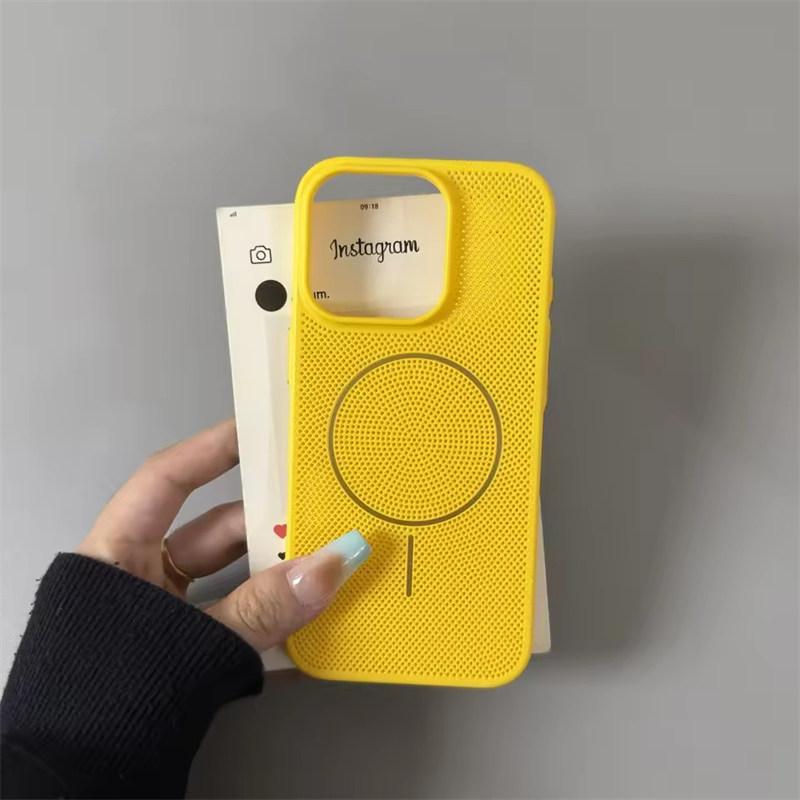 

Летняя дофаминовая расцветка Дышащий чехол для iPhone 11 12 13 14 15 16 Pro Max Plus Ультратонкий Магнитная зарядка Жесткий чехол iPhone 11 Pro Max жёлтый