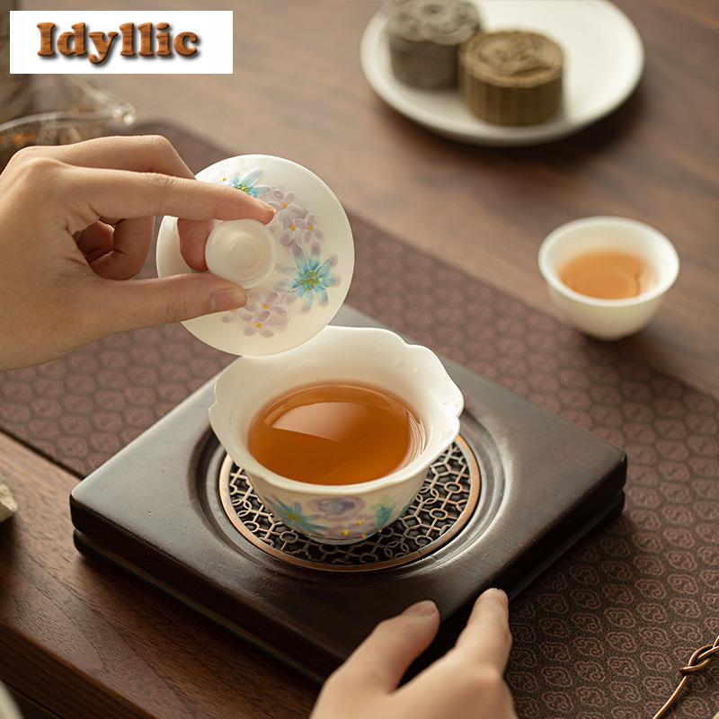 130ml Japanese Arita Ware Hand-painted Gaiwan Creative Tea Tureen Tea Bowl With Lid Kit Tea Making Cover Bowl Cha Supplies Gift