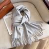 Womens Warm Thick Wool Blend Scarf Long Shawl With Tassels Winter Solid Color Fashion Accessory