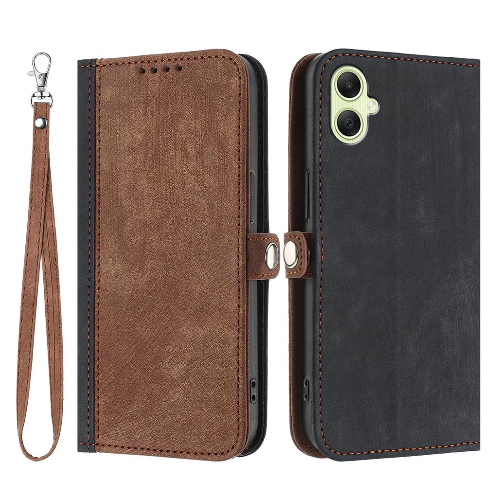 For Samsung Galaxy A07 4G/A06 4G/A06 5G PU Leather Case with Strap Phone Cover Stand Side Magnetic Button Design
