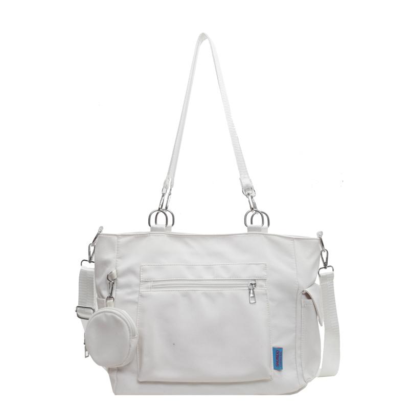 

Women s Large Capacity Shoulder Bag Lightweight Crossbody Bag Student Class Tote Bag белый