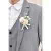 Serwalin 2 Pcs White Boutonniere for Men, Groom Groomsmen Best Man Guest Boutonnieres, Artificial Flowers Silk Rose for Wedding Prom Ceremony