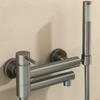 Bathroom Bathtub Shower Faucet with Swivel Tub Spout and Handhold Shower Brass Wall Mounted Hot Cold Water Mixer Bath Tap