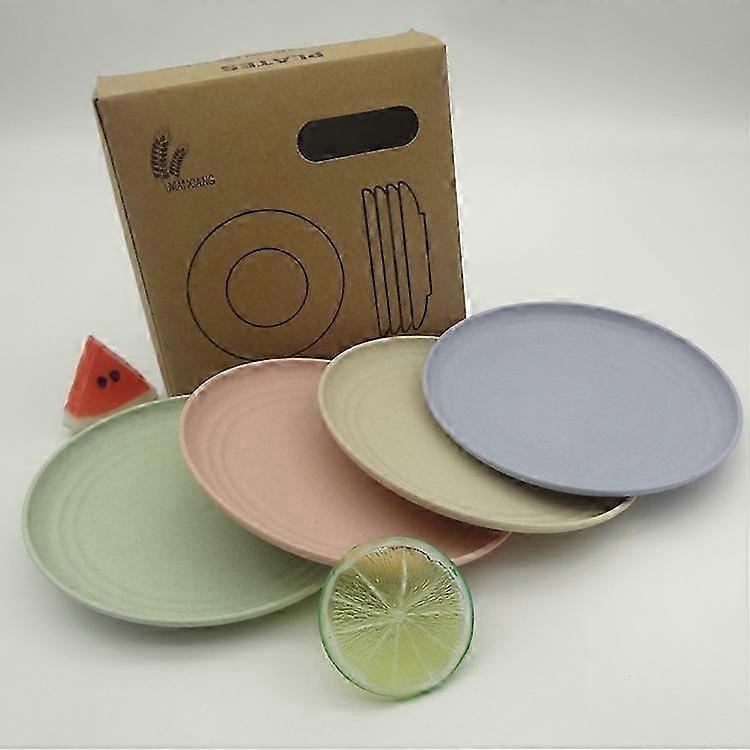 Biodegradable Bamboo Plates in Blue, Green, Pink & Beige, 20cm Diameter, Eco-Friendly Disposable Tableware for Parties & Events