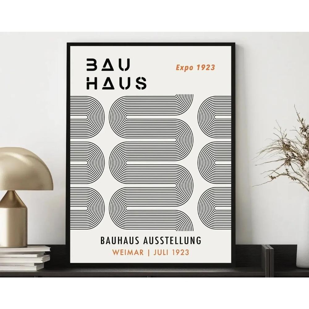 Mid Century Bauhaus Poster Geometric Wall Art Canvas Prints Living Room Bedroom Bright Colourful Artwork for Home Decor