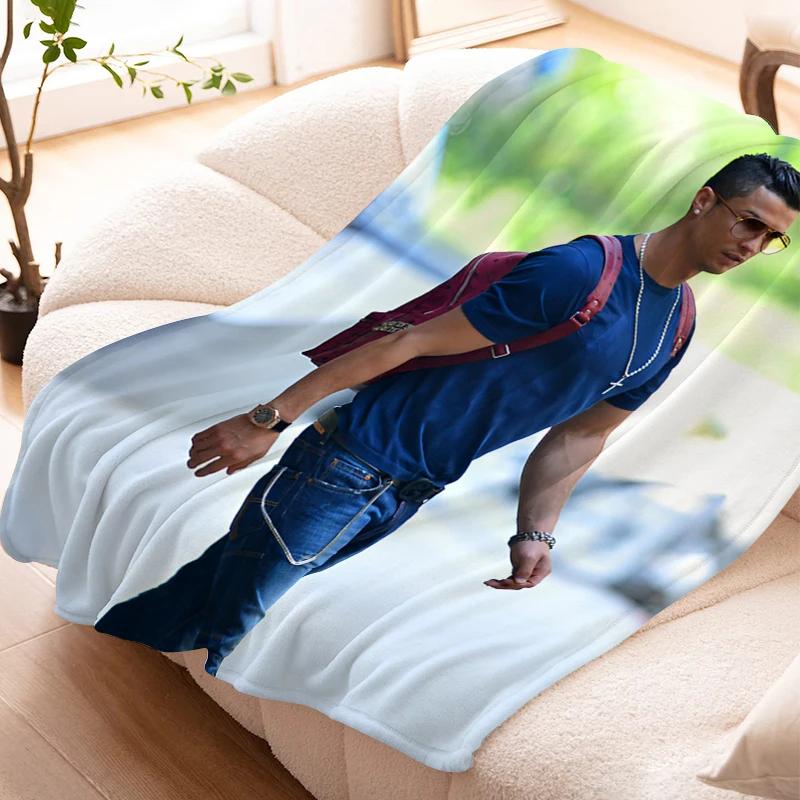 Sofa Blankets for Winter Cristiano Ronaldo Warm Knee Bed Fleece Custom Camping Fluffy Soft Blankets Microfiber Bedding King Size