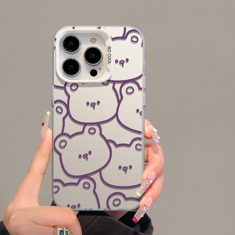 Apple 15Promax color silver 14/13/12 new creative line bear color silver mobile phone case 11pro/xs