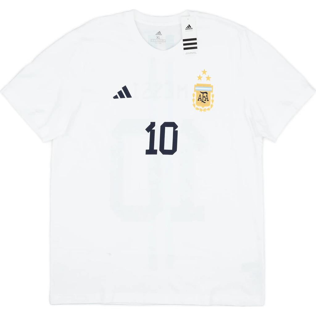 Adidas Argentina Messi 10 Outdoor Casual Sports Crew Neck Short Sleeve T-Shirt Men Tops White IM7654