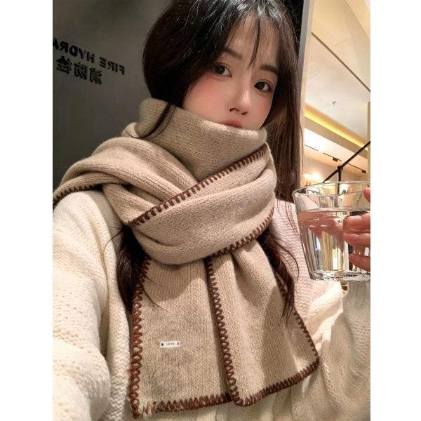 Knitted Hemming Scarf Women's Winter New Korean Atmosphere Scarf Fashionable Versatile Warm Scarf Neck Protection
