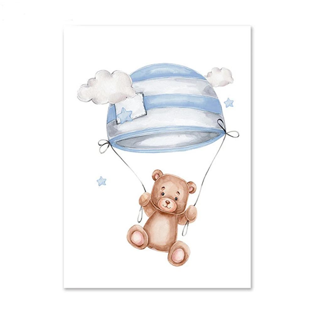 

Animal Canvas Paintings for Baby Bedroom Decoration, Nursery Poster, Art Print, Cartoon Wall Picture for Kid, Bear, Moon, Balloo 21X30cm No Frame