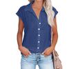 Women's Fashion Colour Single Breasted Shirt Casual Short Sleeve Top