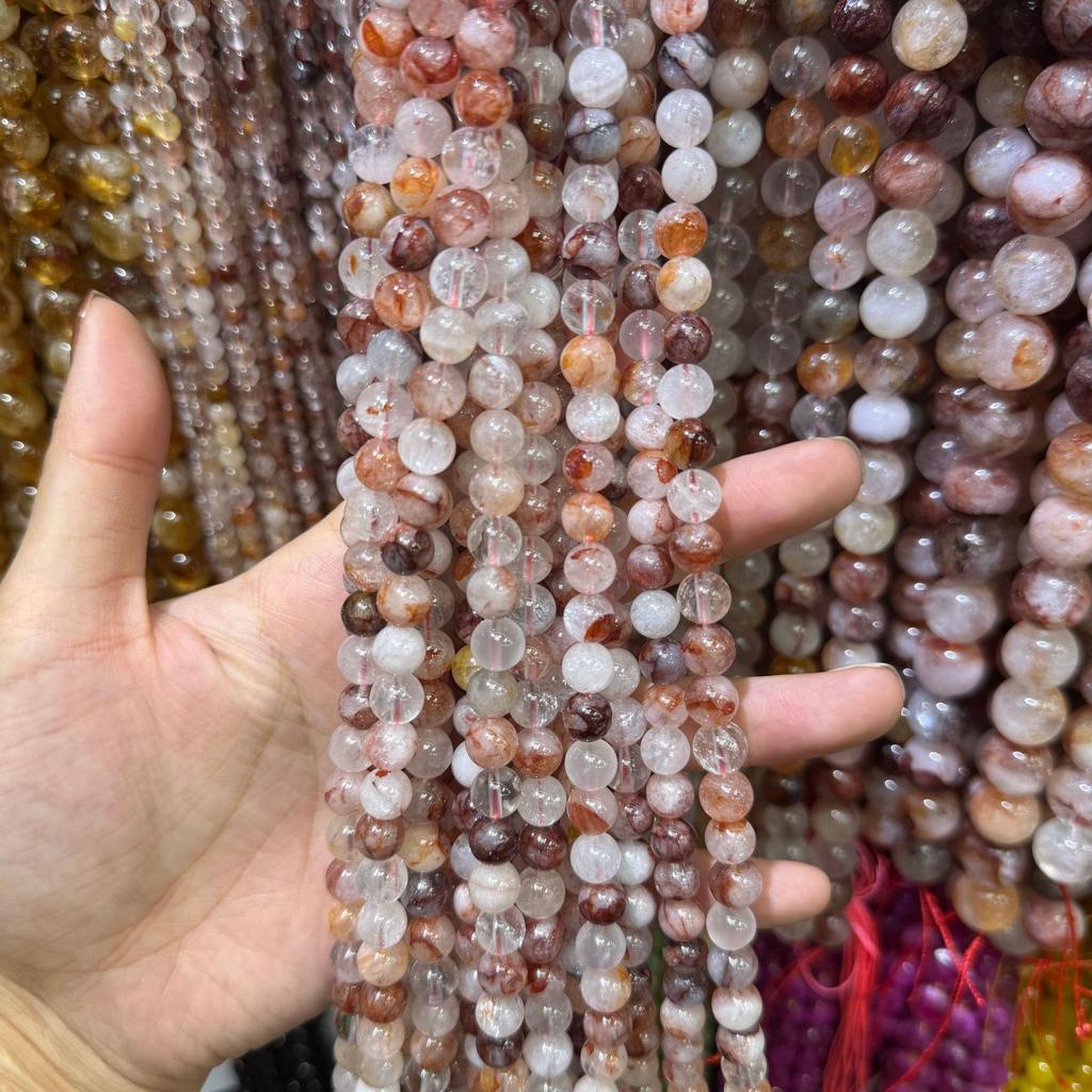 Natural Red Phantom Quartz Round Beads for DIY Jewelry Accessories
