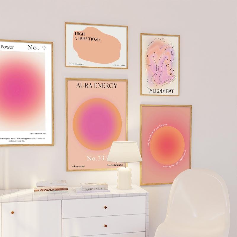 Abstrakt Gradient Aura Väggkonstaffisch Gudomlig Andlig Canvas Målning Nordiskt Galleri Tryck Estetisk bild Vardagsrumsdekoration