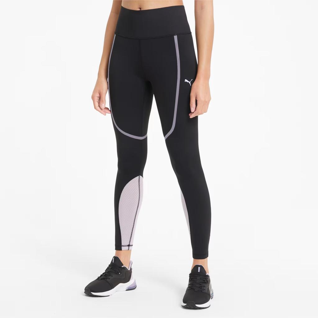 Puma Fashion Color Block Simple Quick Dry Lightweight Sports Pants Women bottoms Black Light-Lavender-Purple 520276-56