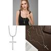 Geometric Beaded Chain Necklace With Cross Pendant For Unisex Fashion Jewelry