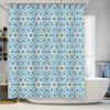 Modern Moroccan Tile Pattern Shower Curtain Blue White Geometric Design for Bathroom Decor Waterproof Fabric Shower Panel