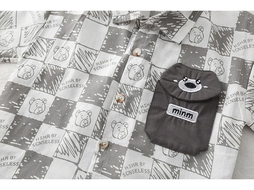 Boys' Summer 2025 Plaid Short Sleeve Shirt & Shorts 3-Piece Set