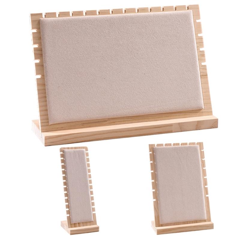 Pack of 3 Natural Wood Jewelry Organizers Stand for Necklace and Bracelet Presentation in Shops or Homes