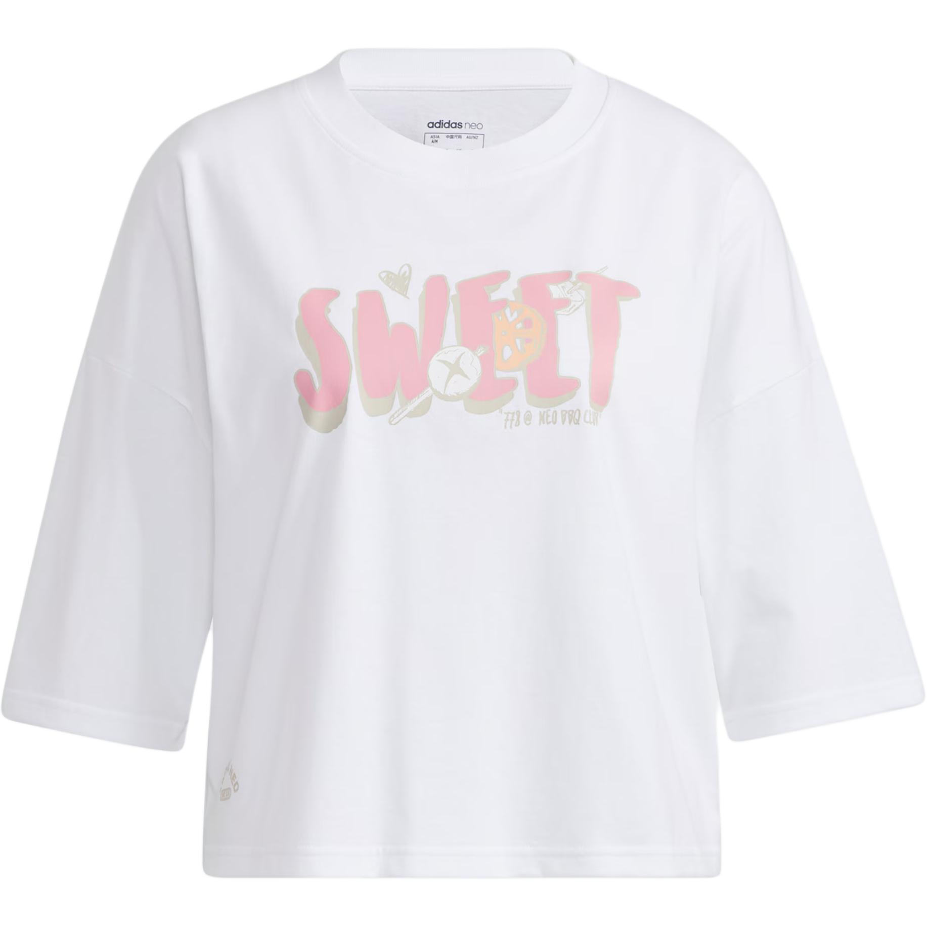 

Adidas Neo с буквенным принтом Спортивная футболка с круглым вырезом Женские топы Белые HB6871 L