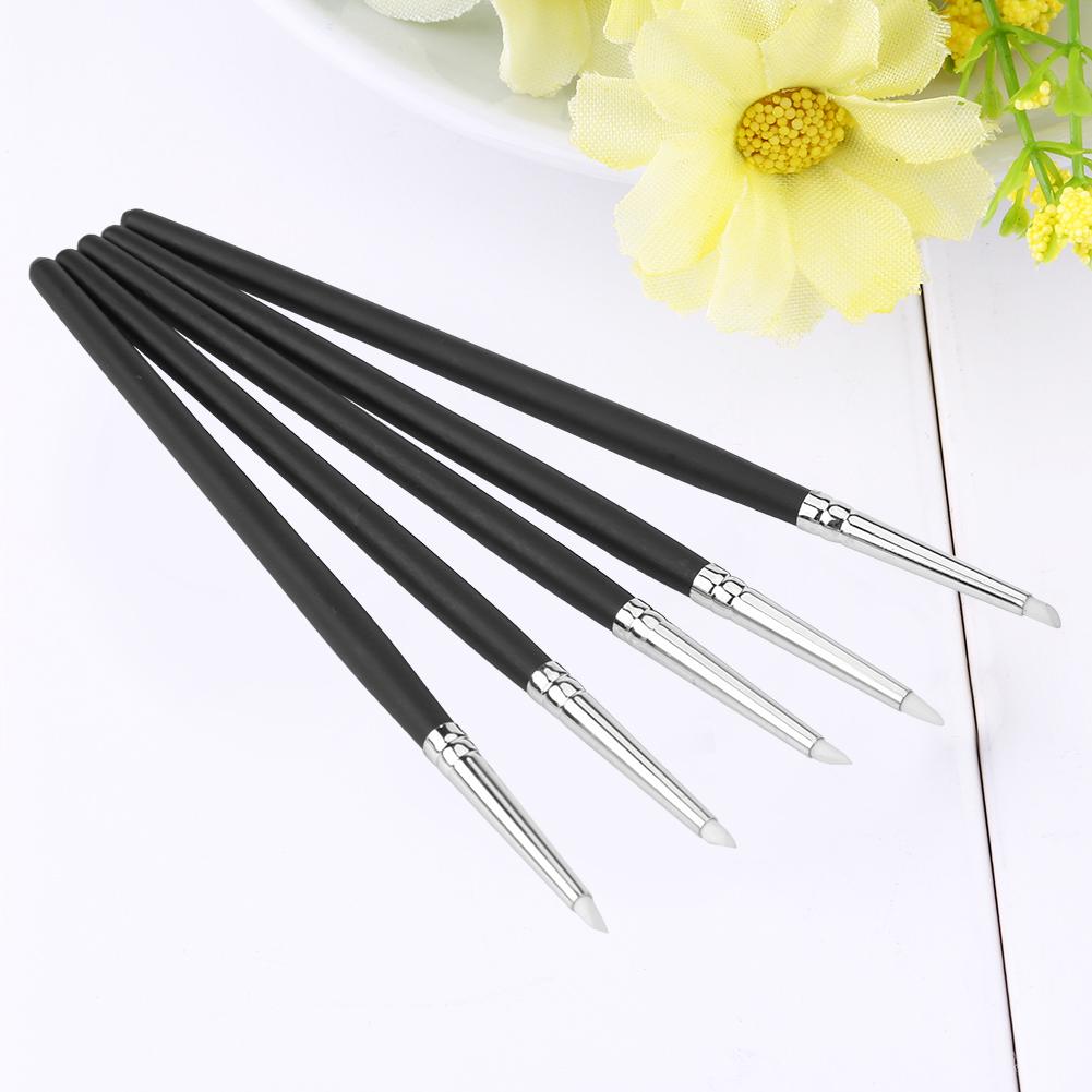 5pcsCelsiusset Silicone Soft Head Clay Pottery Moulding Pen   Craft Tool(black head)
