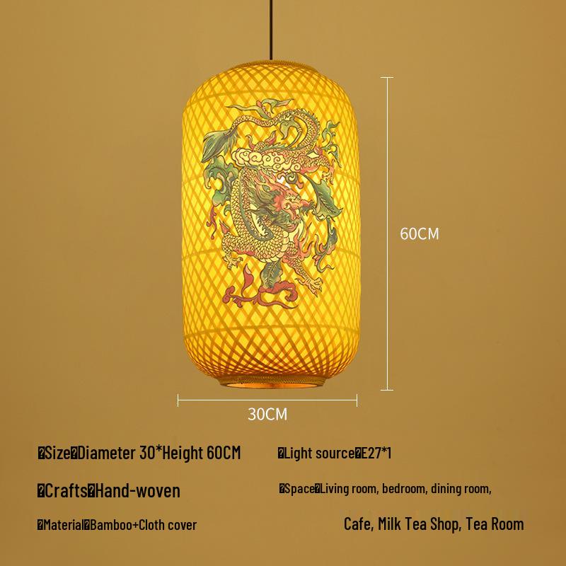 Retro Bamboo Woven Lantern Chandelier - Chinese Hot Pot & Restaurant Outdoor Decor